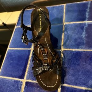 Bandelino Wedge Sandals - Dark Brown Leather w/ Tortoise Trim - 8M
